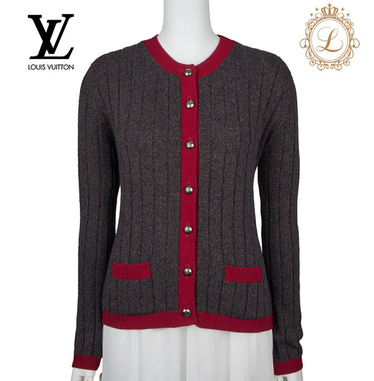 CHANEL Cardigan Knit, Coco Button, Cashmere, Multicolor, Gold-Tone Hardware, Pre-Owned - Vintage La Charme