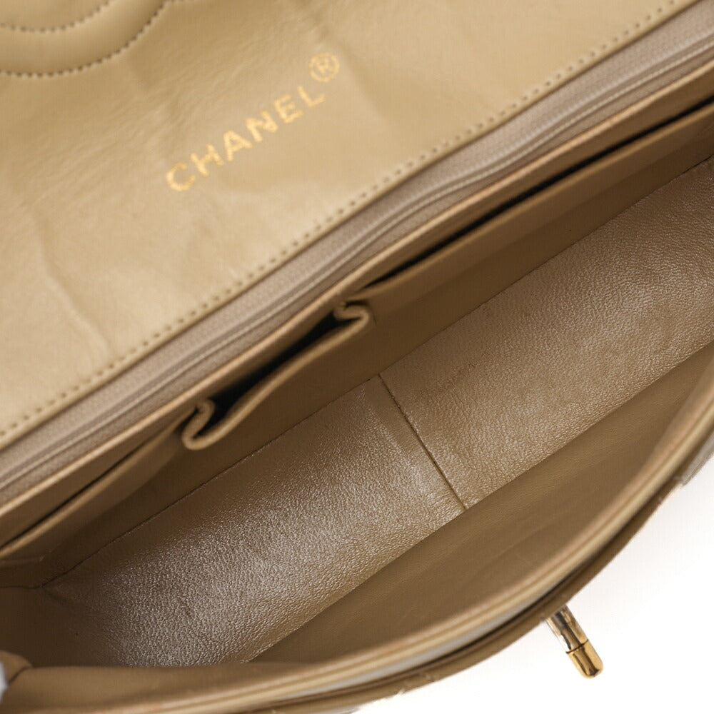 CHANEL Shoulder Bag, Matelasse Turn Lock, Lambskin, Beige, Gold-Tone Hardware, Pre-Owned - Vintage La Charme