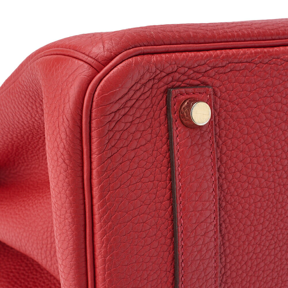 HERMES Birkin 35 Handbag Tryon Clemence Rouge Pivoine Gold-Tone Hardware Pre-Owned - Vintage La Charme