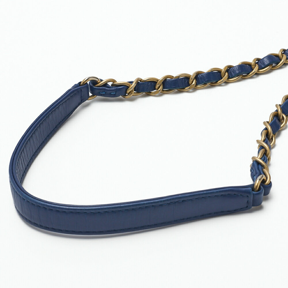 CHANEL 2WAY Handbag V Stitch Coco Handle Calf Blue Gold-Tone Hardware Pre-Owned - Vintage La Charme
