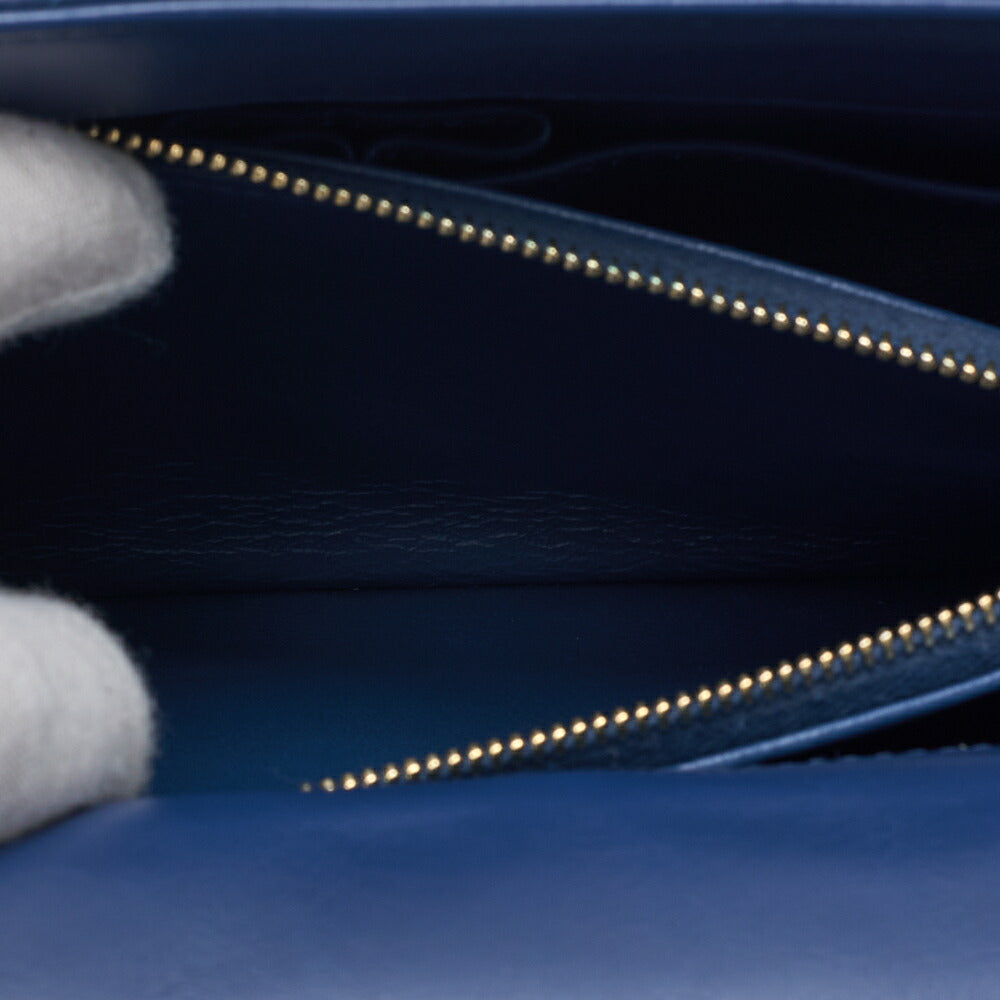 CHANEL 2WAY Handbag V Stitch Coco Handle Calf Blue Gold-Tone Hardware Pre-Owned - Vintage La Charme