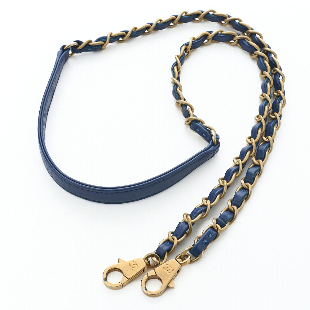 CHANEL 2WAY Handbag V Stitch Coco Handle Calf Blue Gold-Tone Hardware Pre-Owned - Vintage La Charme