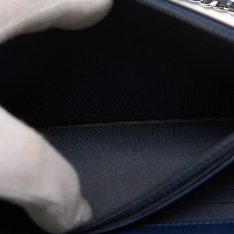 CHANEL Chain Wallet, Coco Mark, Folding, Caviar Skin, Navy, Gold-Tone Hardware, Pre-Owned - Vintage La Charme