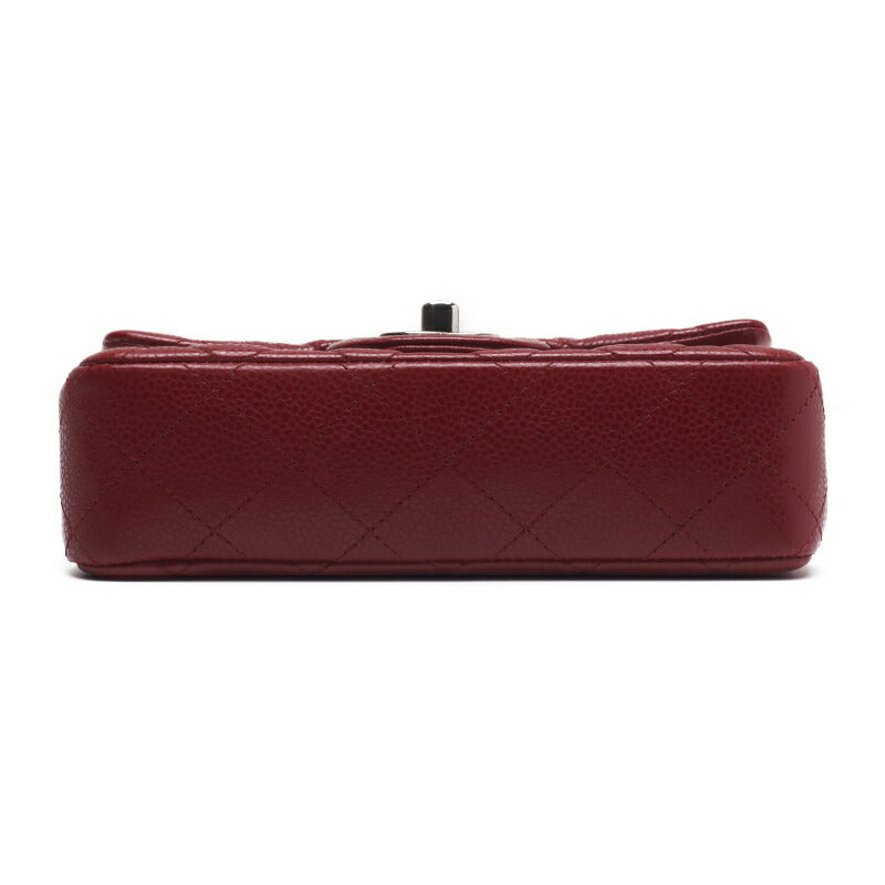 CHANEL Mini Shoulder Bag Matelasse Chain Shoulder Caviar Skin Red Silver-Tone Hardware Pre-Owned - Vintage La Charme