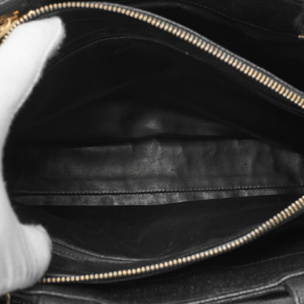 CHANEL Shoulder Bag 2WAY Outside Flap Turn Lock Caviar Skin Black Gold-Tone Hardware Pre-Owned - Vintage La Charme