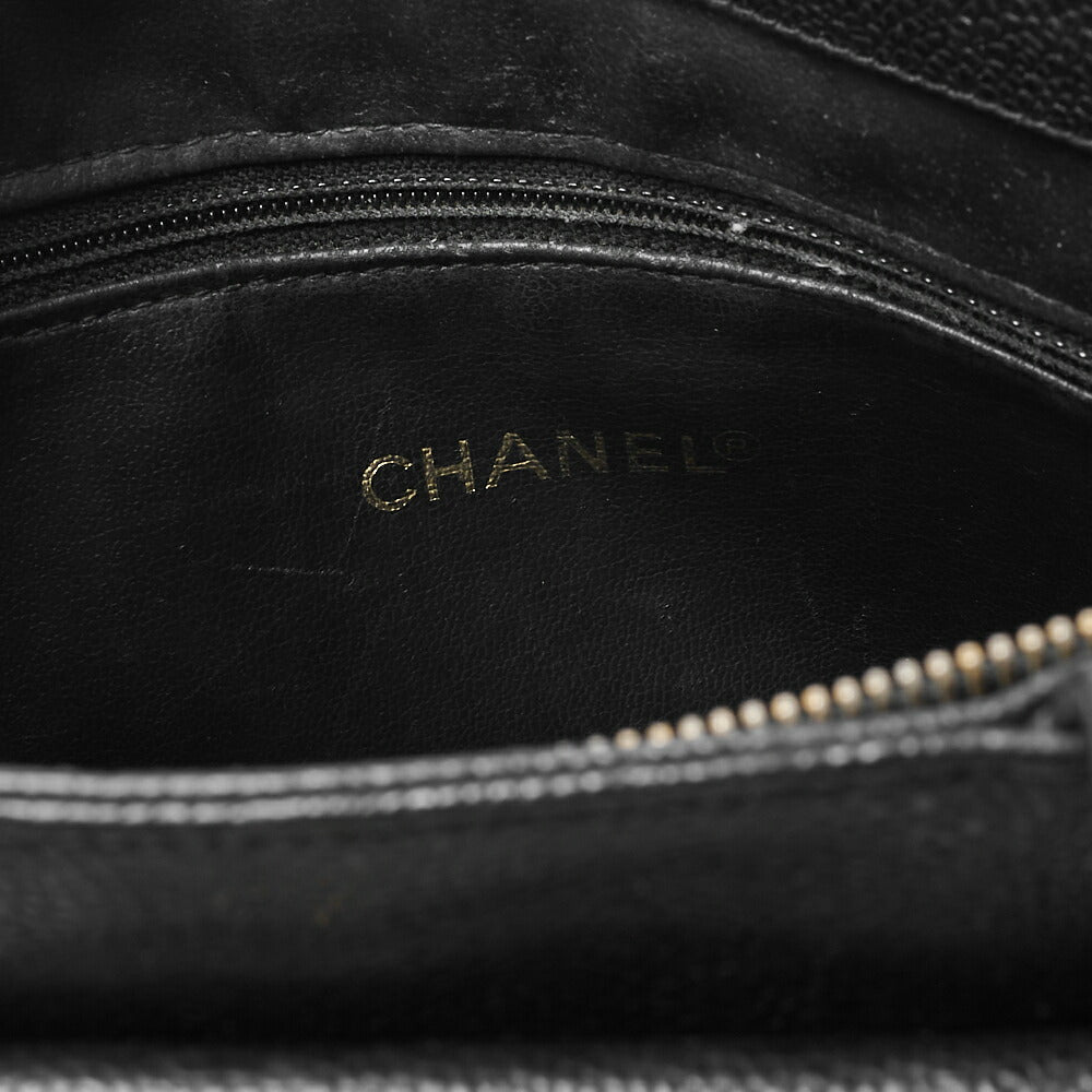 CHANEL Shoulder Bag 2WAY Outside Flap Turn Lock Caviar Skin Black Gold-Tone Hardware Pre-Owned - Vintage La Charme