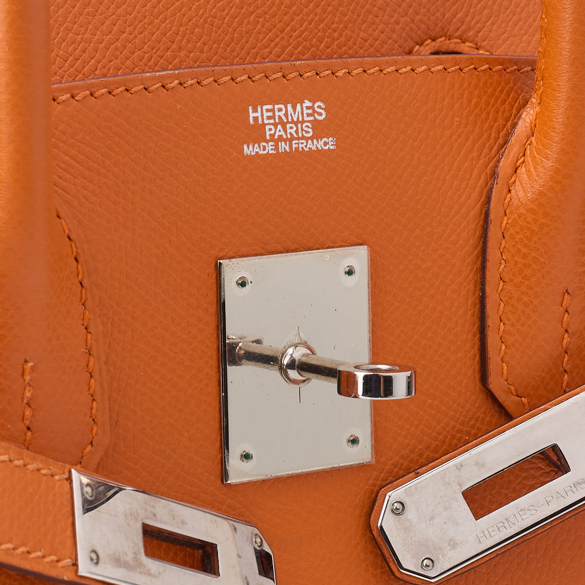 HERMES Birkin 30 Handbag Epson Orange Silver-Tone Hardware Pre-Owned - Vintage La Charme