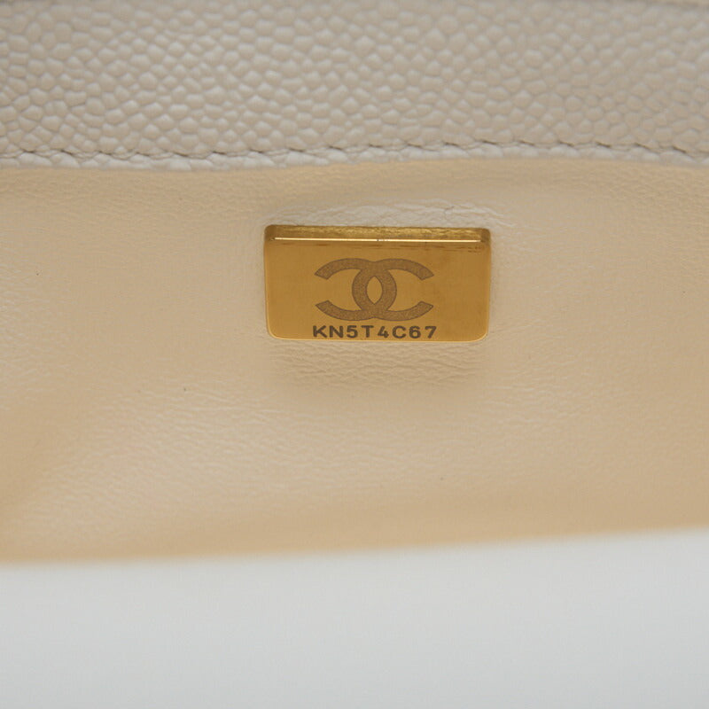 CHANEL Mini Shoulder Bag, Matelasse, Turn Lock, Caviar Skin, White, Gold-Tone Hardware, Pre-Owned - Vintage La Charme