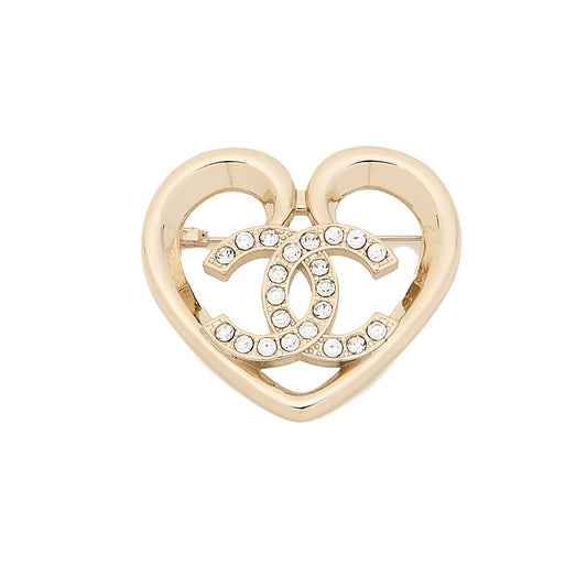 CHANEL Brooch Coco Mark Rhinestone Gold Plated Gold Brooch Gold-Tone Hardware Pre-Owned - Vintage La Charme