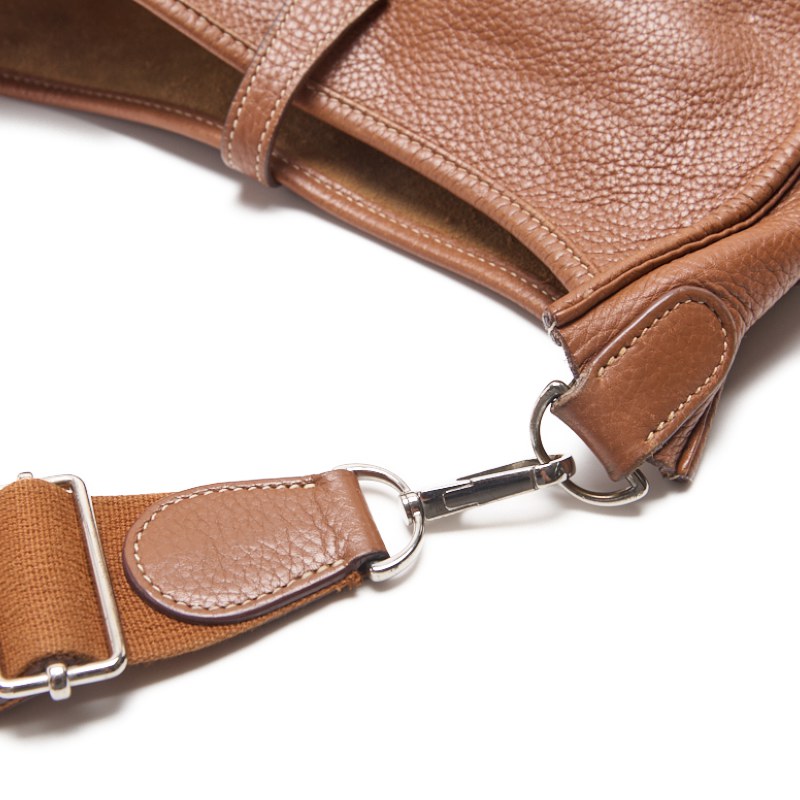 HERMES Shoulder Bag Tryon Clemence Evelyn PM, Leather, Gold, Silver-Tone Hardware, Pre-Owned - Vintage La Charme