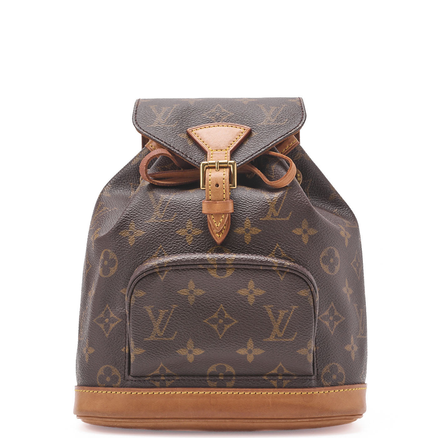 Louis Vuitton Schulterrucksack, Monogramm, Canvas, Braun, Goldfarbene Hardware, Gebraucht