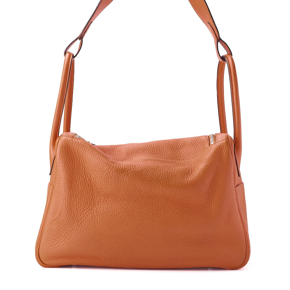 HERMES Lindy 34 Shoulder Bag Tryon Clemence Orange Poppy Silver-Tone Hardware Pre-Owned - Vintage La Charme