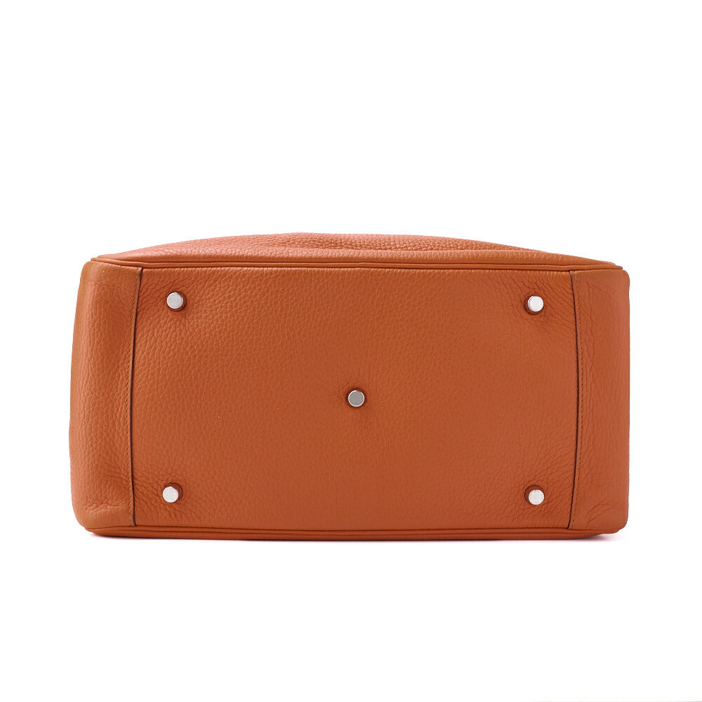 HERMES Lindy 34 Shoulder Bag Tryon Clemence Orange Poppy Silver-Tone Hardware Pre-Owned - Vintage La Charme