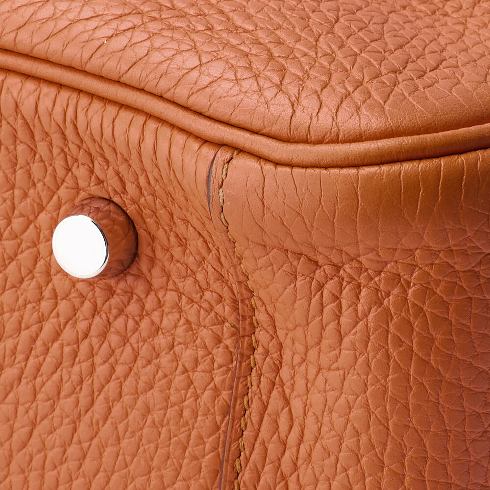 HERMES Lindy 34 Shoulder Bag Tryon Clemence Orange Poppy Silver-Tone Hardware Pre-Owned - Vintage La Charme