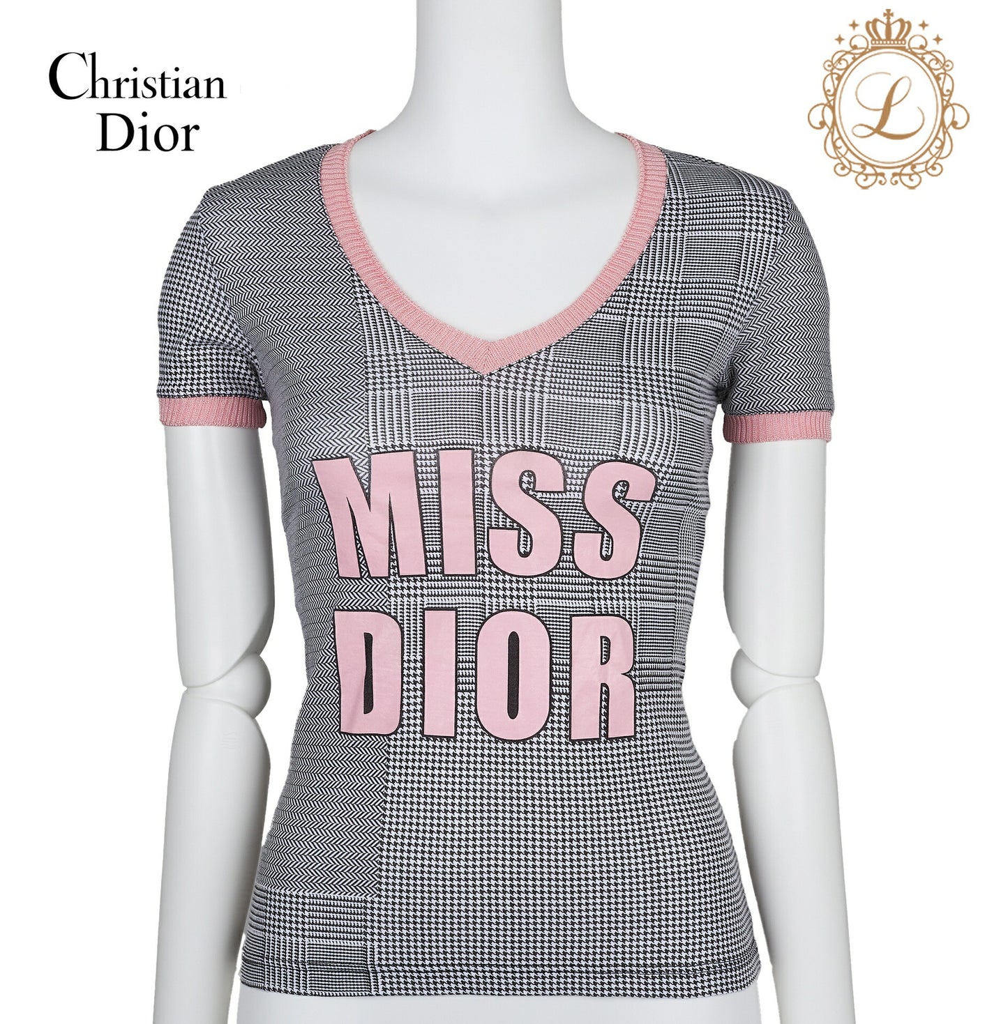 Dior T-Shirt Cut and Sewn Short Sleeve Cotton Pink Gold-Tone Hardware Pre-Owned - Vintage La Charme