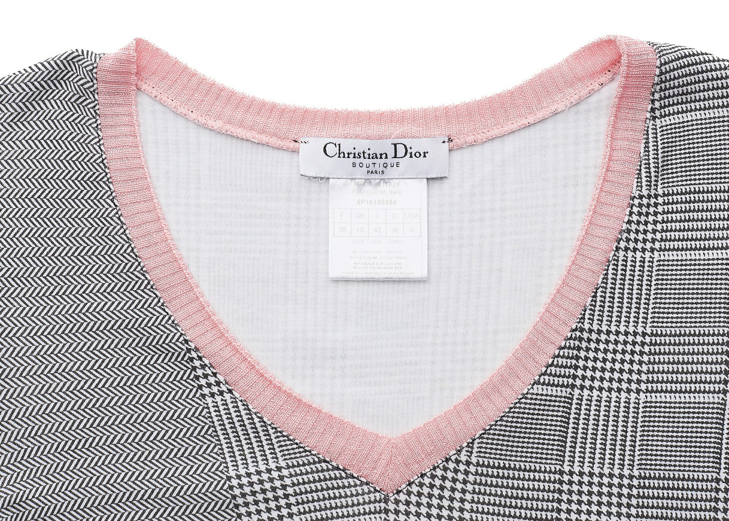 Dior T-Shirt Cut and Sewn Short Sleeve Cotton Pink Gold-Tone Hardware Pre-Owned - Vintage La Charme