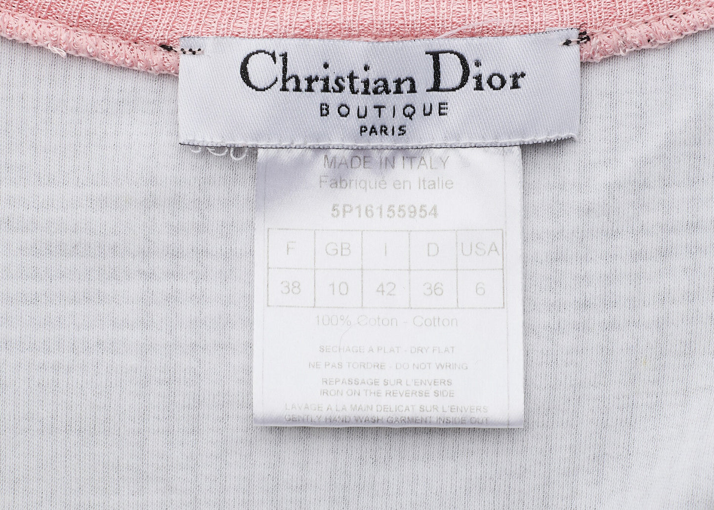 Dior T-Shirt Cut and Sewn Short Sleeve Cotton Pink Gold-Tone Hardware Pre-Owned - Vintage La Charme