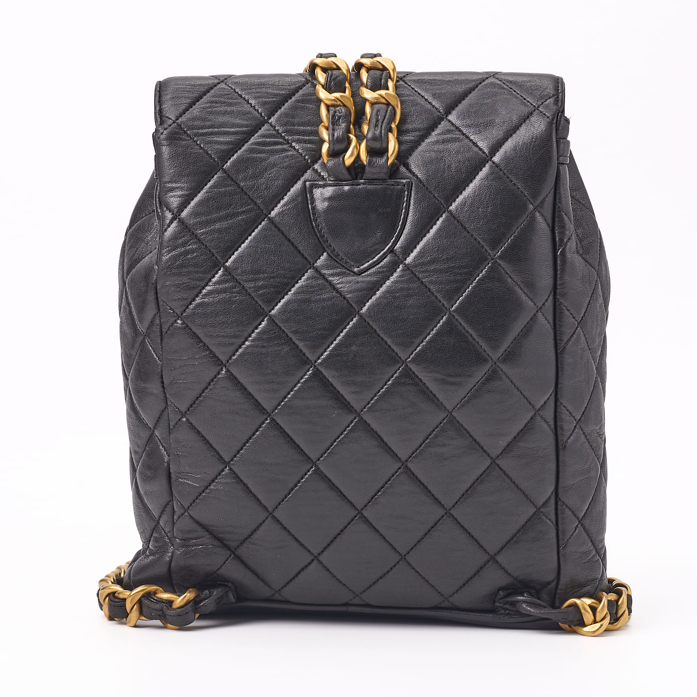 CHANEL Chain Backpack Bag Matelasse Outside Flap Turn Lock Lambskin Black Gold-Tone Hardware Pre-Owned - Vintage La Charme