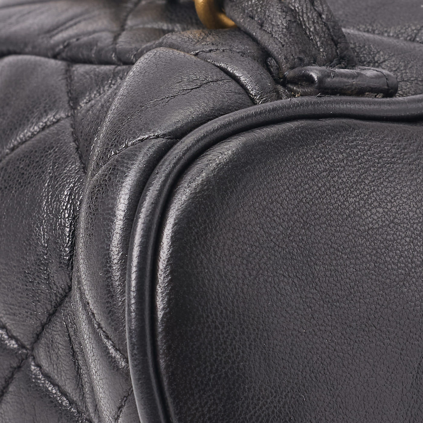 CHANEL Chain Backpack Bag Matelasse Outside Flap Turn Lock Lambskin Black Gold-Tone Hardware Pre-Owned - Vintage La Charme