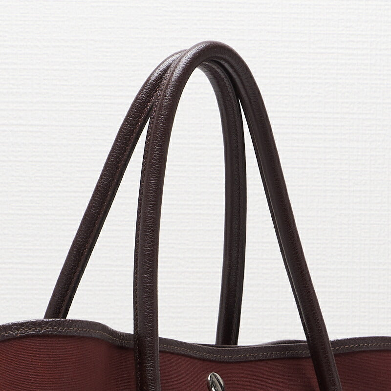 HERMES Garden Party PM Tote Bag Toile Offiche Bordeaux Silver-Tone Hardware Pre-Owned - Vintage La Charme