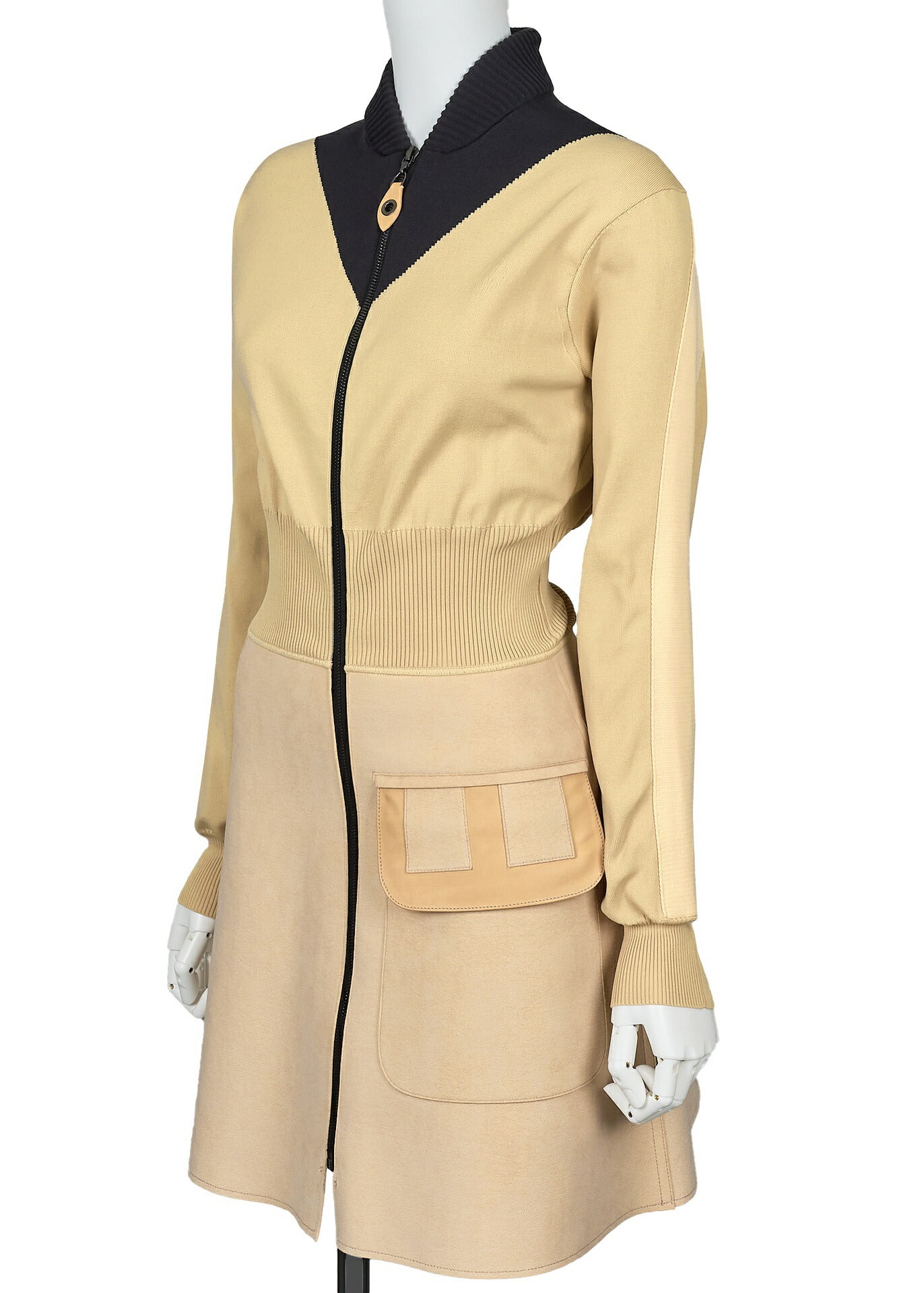 Louis Vuitton Dress, Monogram Knit, Long Sleeve, Nylon, Beige, Pre-Owned - Vintage La Charme