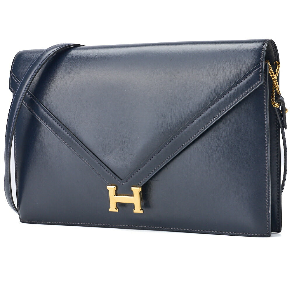 HERMES Liddy Shoulder Bag Mini Shoulder Backpack Bag Box Calf Navy Gold-Tone Hardware Pre-Owned - Vintage La Charme
