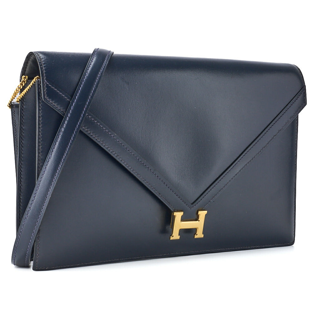 HERMES Liddy Shoulder Bag Mini Shoulder Backpack Bag Box Calf Navy Gold-Tone Hardware Pre-Owned - Vintage La Charme