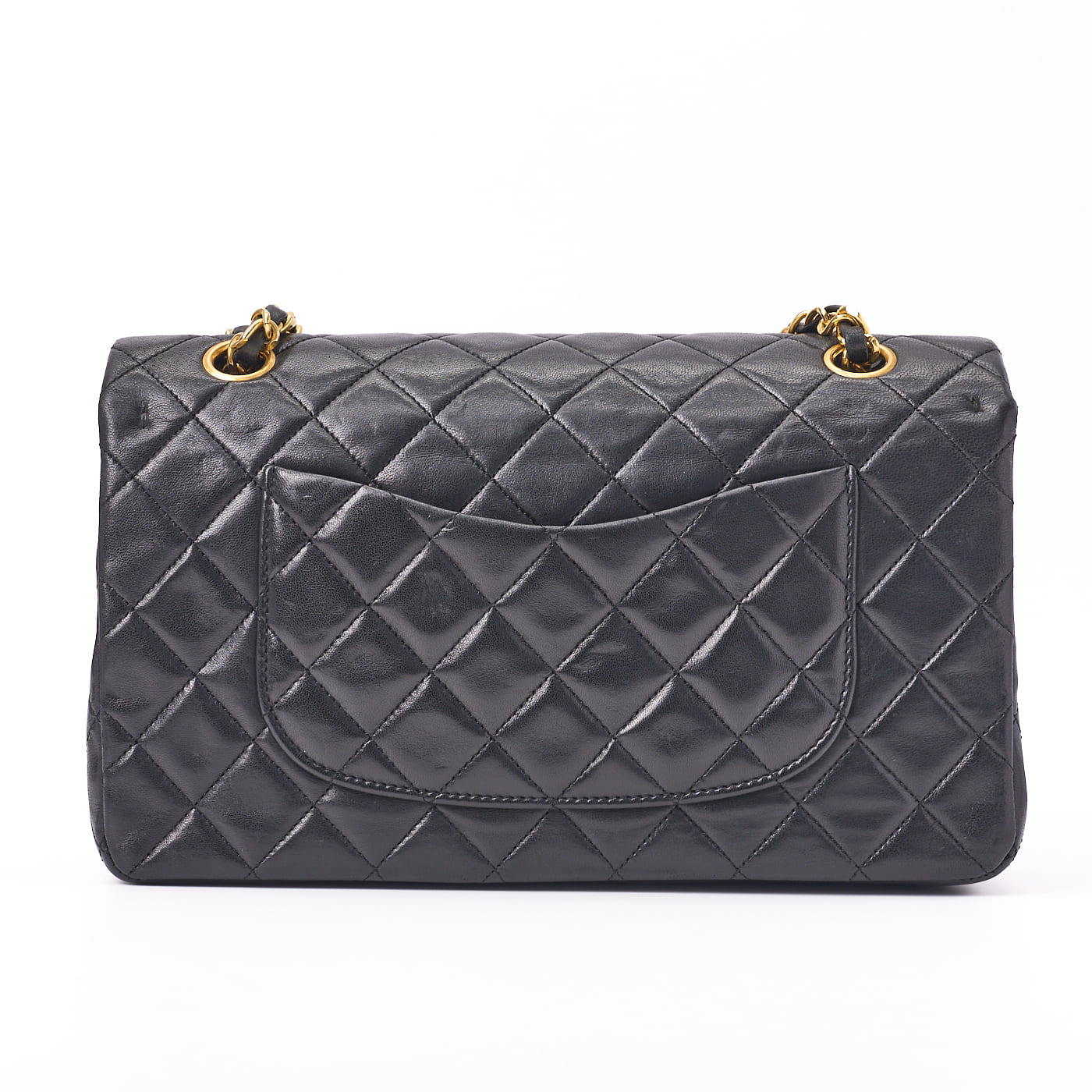 CHANEL Shoulder Bag Matelasse Turn Lock Double Flap Lambskin Black Gold-Tone Hardware Pre-Owned - Vintage La Charme