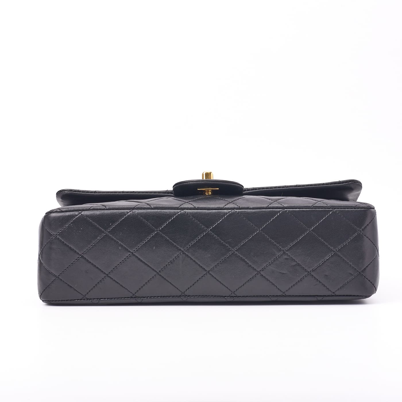 CHANEL Shoulder Bag Matelasse Turn Lock Double Flap Lambskin Black Gold-Tone Hardware Pre-Owned - Vintage La Charme