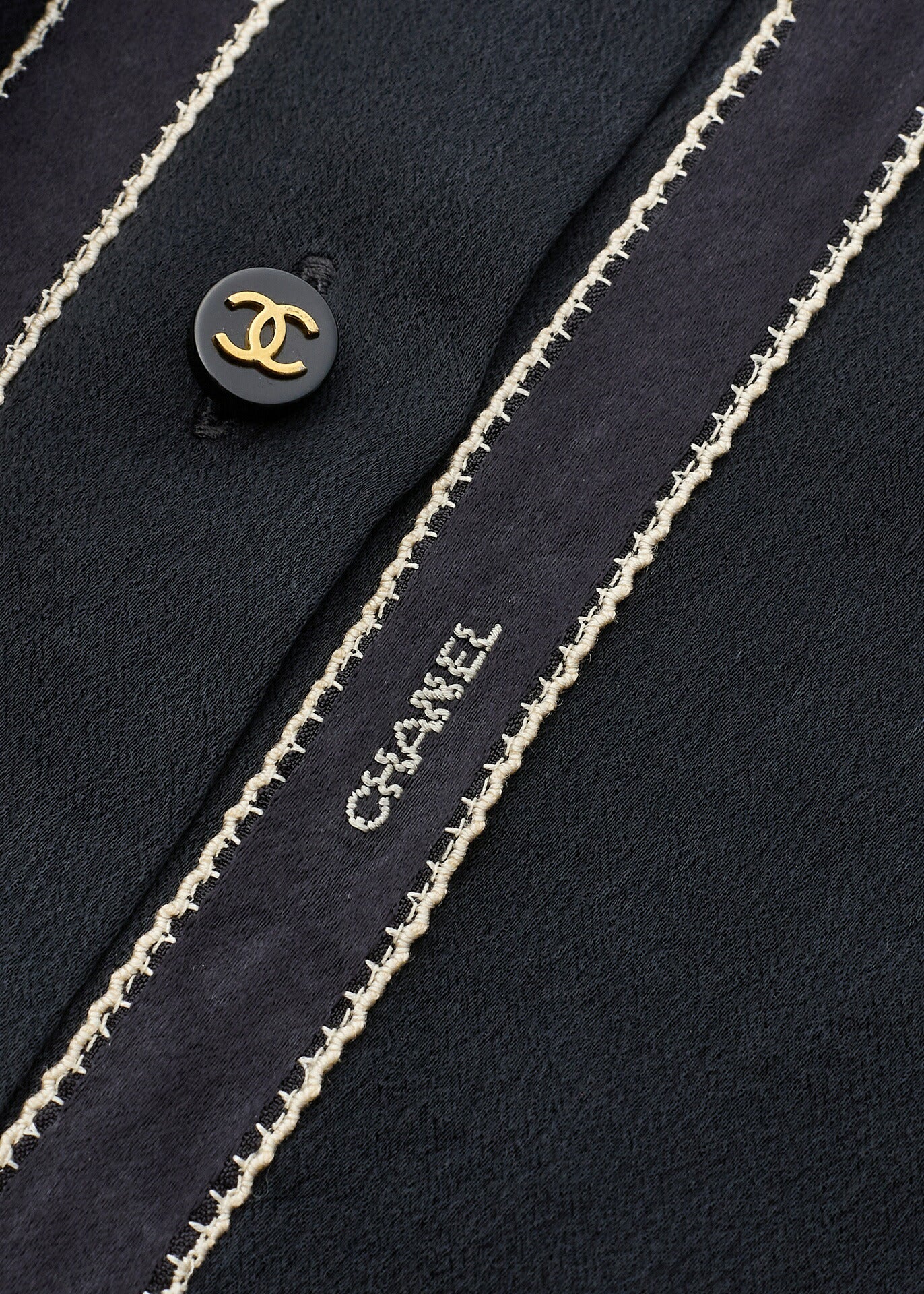 Chanel Blouse Shirt Long Sleeve Coco Button Silk Black Gold-Tone Hardware Pre-Owned - Vintage La Charme