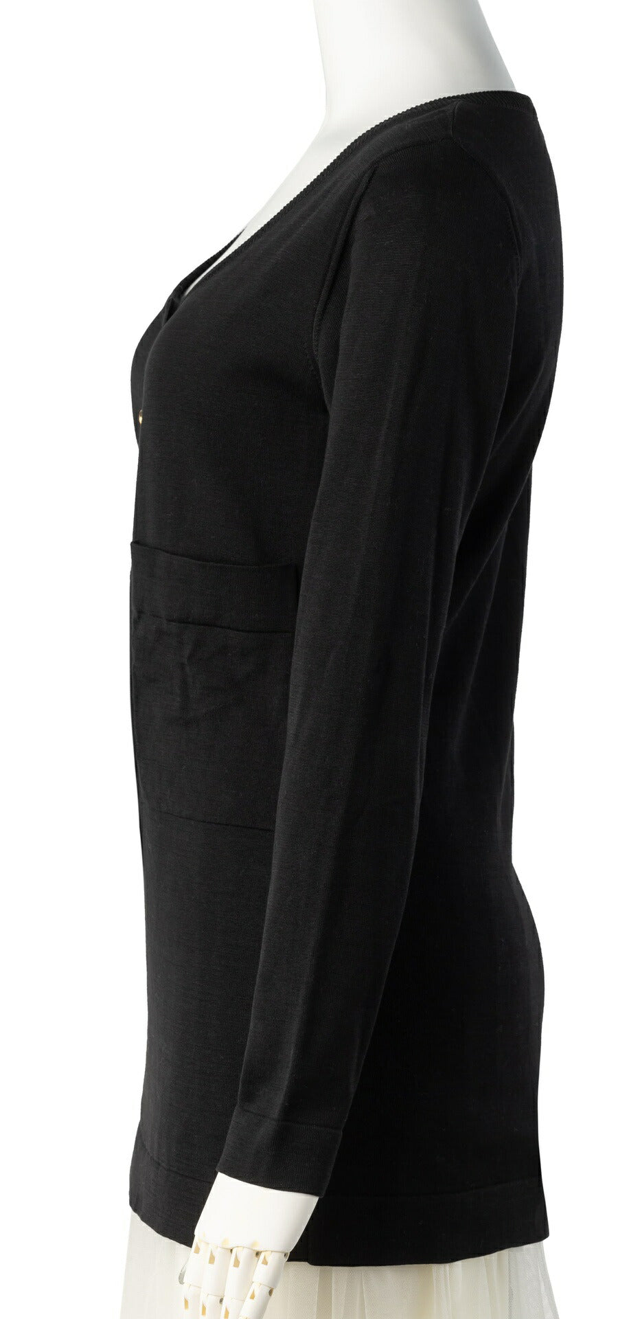 CHANEL Cardigan, Coco Button, Long Sleeve, Knit, Black, Gold-Tone Hardware, Pre-Owned - Vintage La Charme