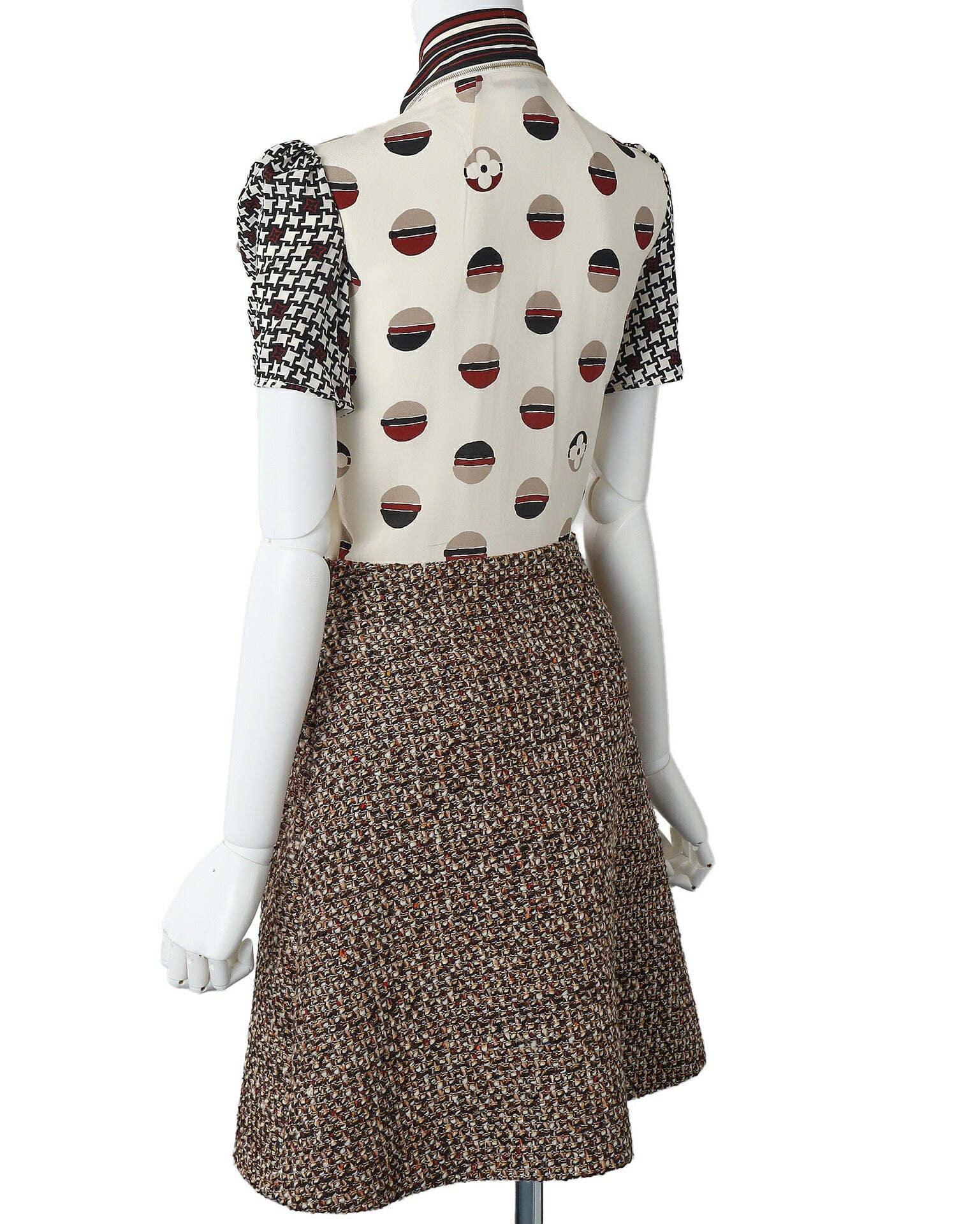 Louis Vuitton Dress, Tweed, Wool Silk Blend, Brown, Gold-Tone Hardware, Pre-Owned - Vintage La Charme
