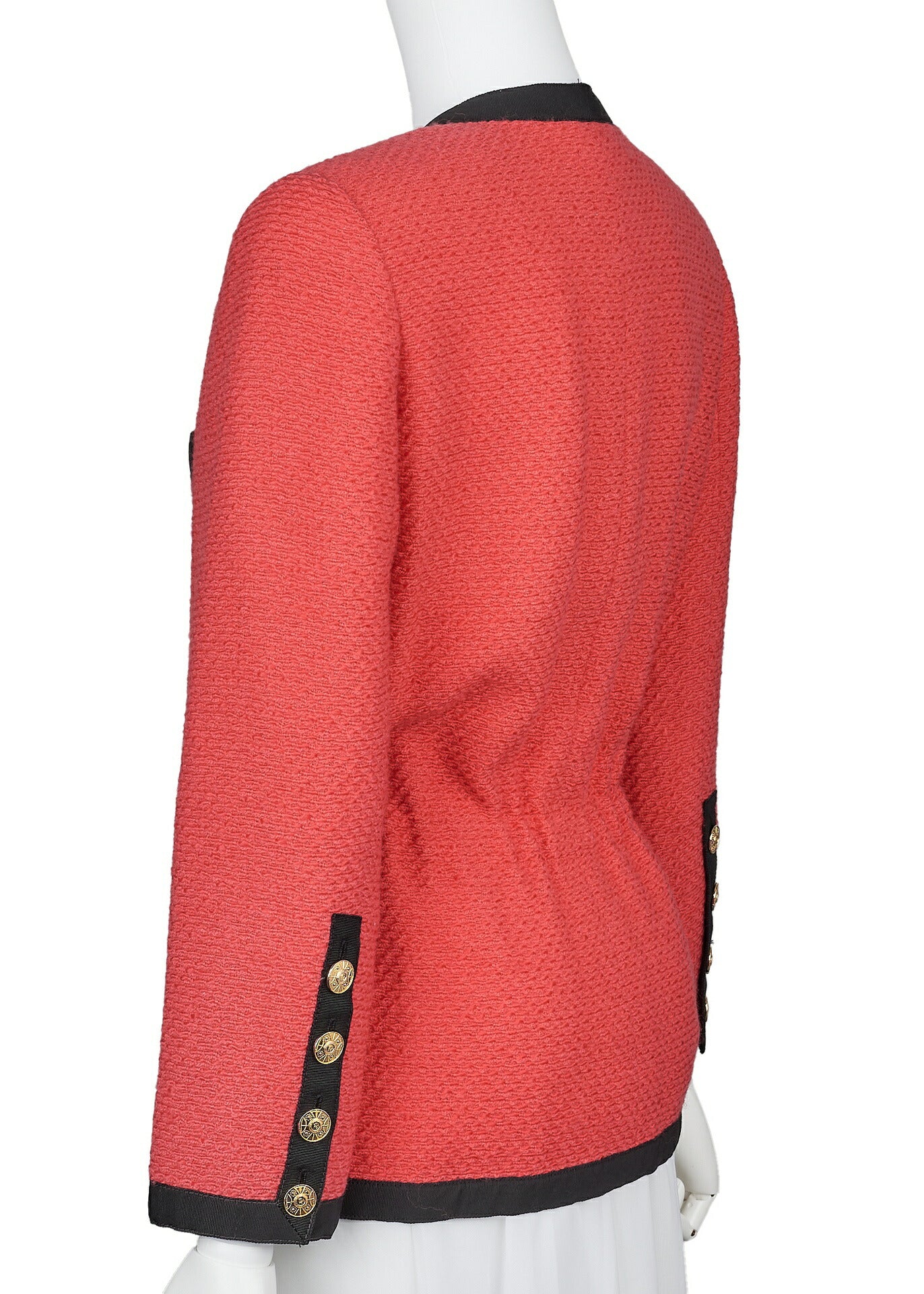 CHANEL Jacket Coat, Coco Button, Long Sleeve, Wool Blend, Red, Gold-Tone Hardware, Pre-Owned - Vintage La Charme