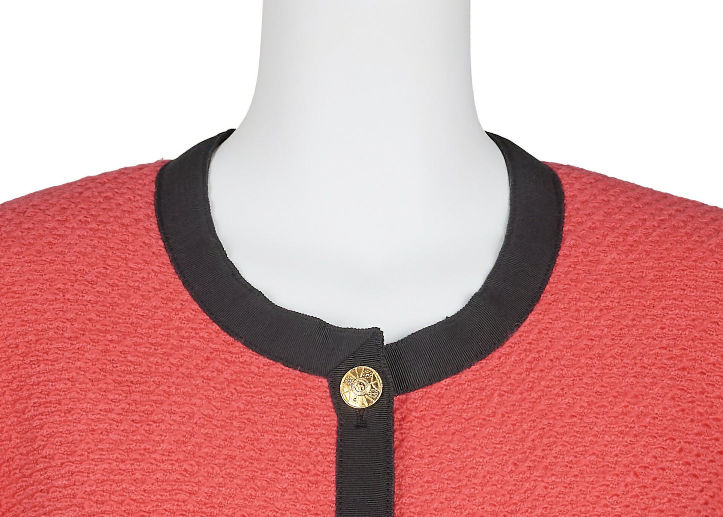 CHANEL Jacket Coat, Coco Button, Long Sleeve, Wool Blend, Red, Gold-Tone Hardware, Pre-Owned - Vintage La Charme