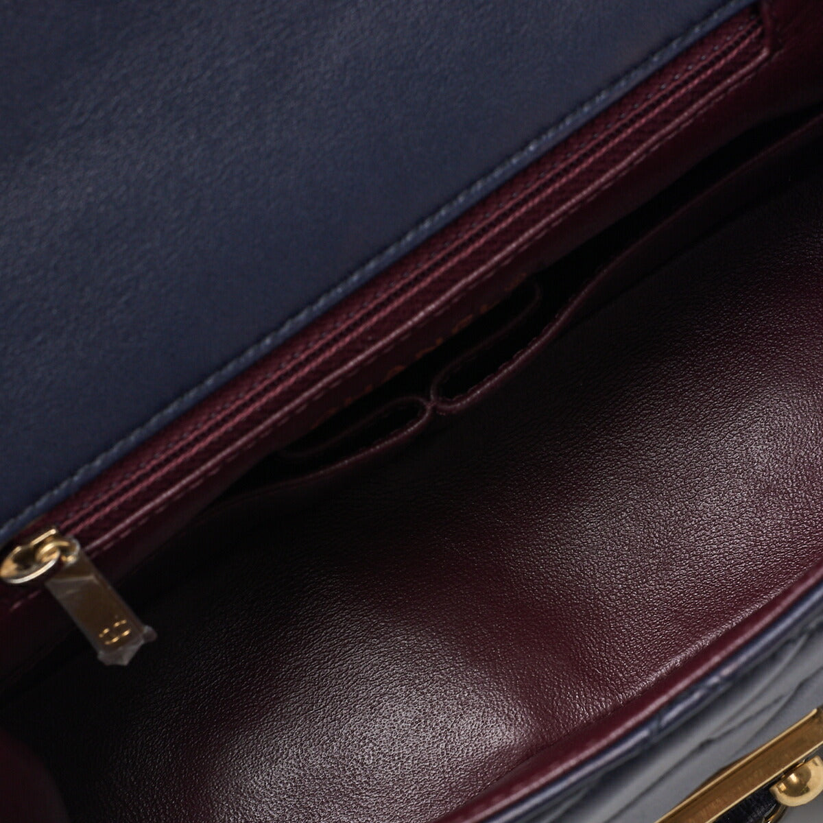 CHANEL Shoulder Bag, Push Lock, Wave Stitch, Lambskin Canvas, Navy, Gold-Tone Hardware, Pre-Owned - Vintage La Charme