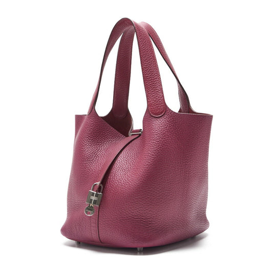 HERMES Picotin Rock MM Tote Bag Tryon Clemence Tosca Silver-Tone Hardware Pre-Owned - Vintage La Charme