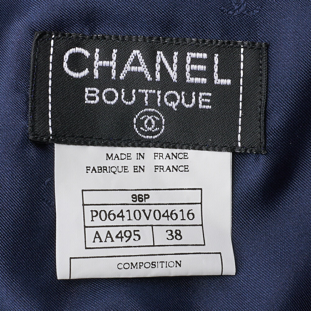 CHANEL Jacket Skirt Set, Coco Button, Wool, Navy, Gold-Tone Hardware, Pre-Owned - Vintage La Charme