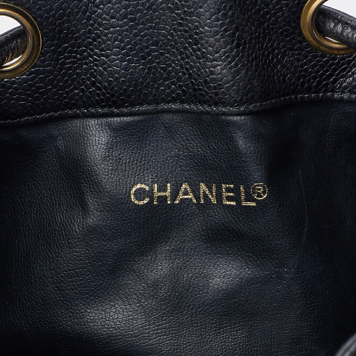 CHANEL Chain Shoulder Backpack Bag, Outside Flap, Drawstring Type, Caviar Skin, Black, Gold-Tone Hardware, Pre-Owned - Vintage La Charme