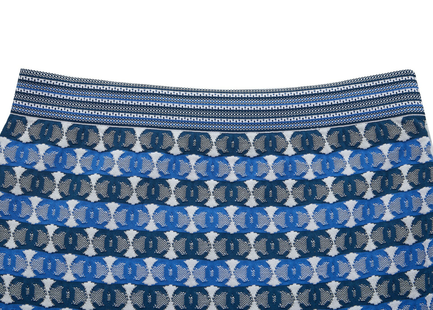 CHANEL Set Up Ensemble, Coco Mark CC Jacquard, Cotton Blend, Blue, Silver-Tone Hardware, Pre-Owned - Vintage La Charme