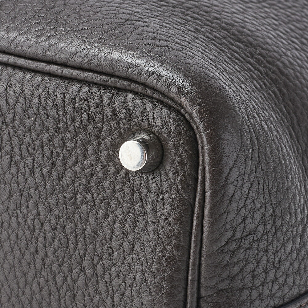 HERMES Picotin Lock PM Handbag Tryon Clemence Chocolat Silver-Tone Hardware Pre-Owned - Vintage La Charme