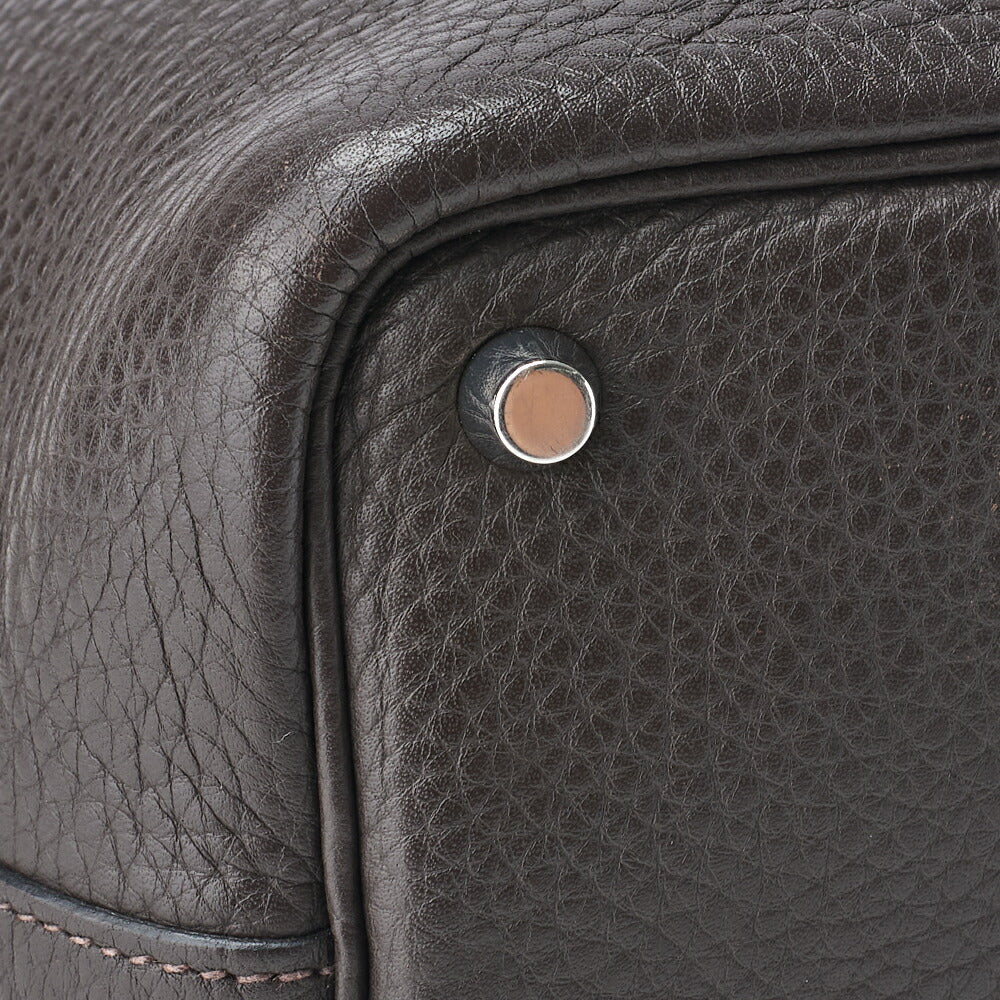 HERMES Picotin Lock PM Handbag Tryon Clemence Chocolat Silver-Tone Hardware Pre-Owned - Vintage La Charme