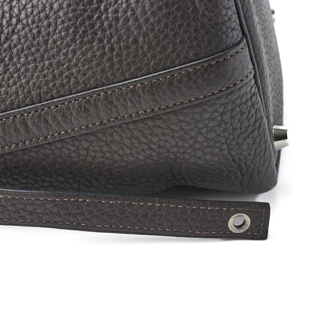 HERMES Picotin Lock PM Handbag Tryon Clemence Chocolat Silver-Tone Hardware Pre-Owned - Vintage La Charme