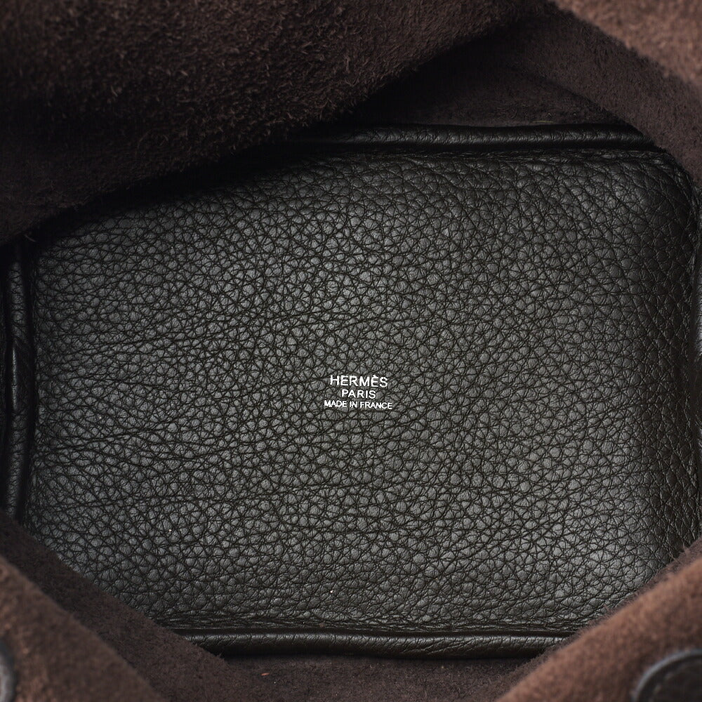 HERMES Picotin Lock PM Handbag Tryon Clemence Chocolat Silver-Tone Hardware Pre-Owned - Vintage La Charme