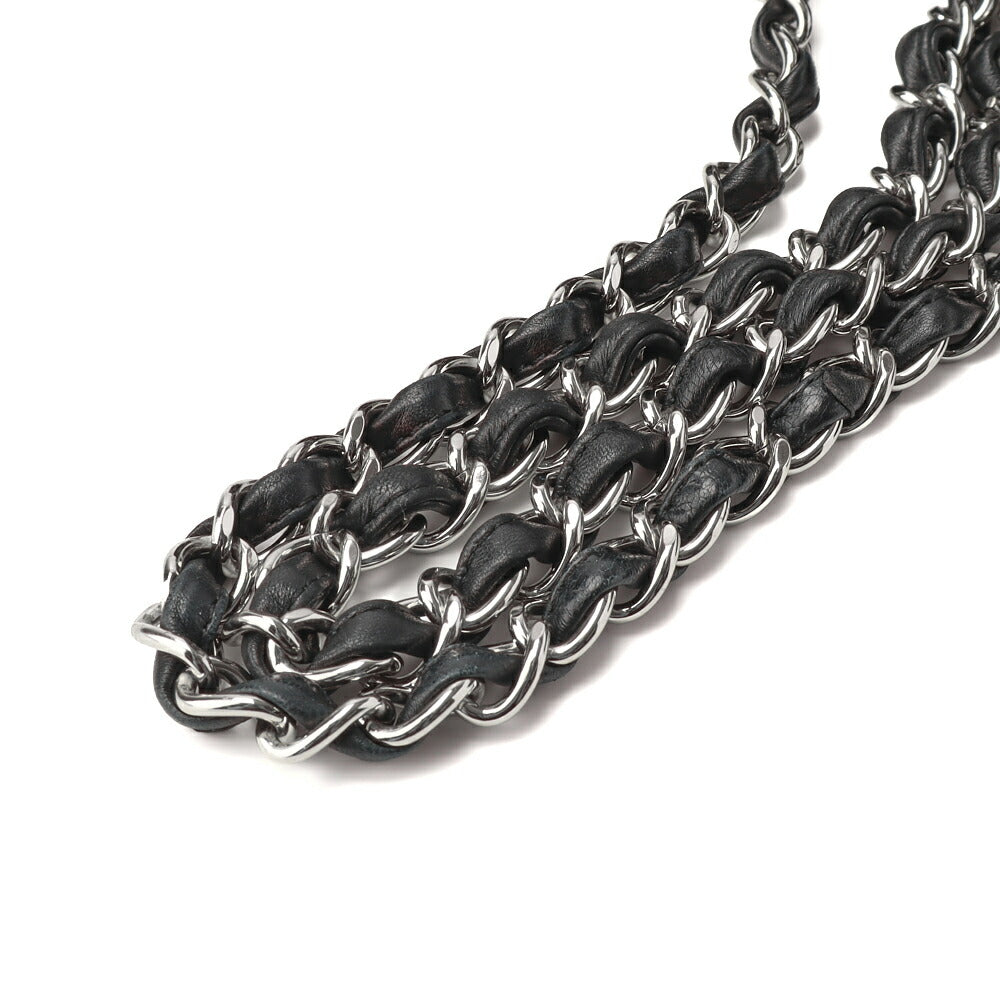 CHANEL Shoulder Bag, Matelasse, Double Chain, Cotton Vinyl, Black, Silver-Tone Hardware, Pre-Owned - Vintage La Charme