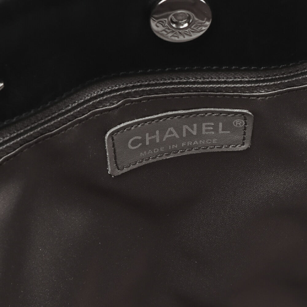 CHANEL Shoulder Bag, Matelasse, Double Chain, Cotton Vinyl, Black, Silver-Tone Hardware, Pre-Owned - Vintage La Charme