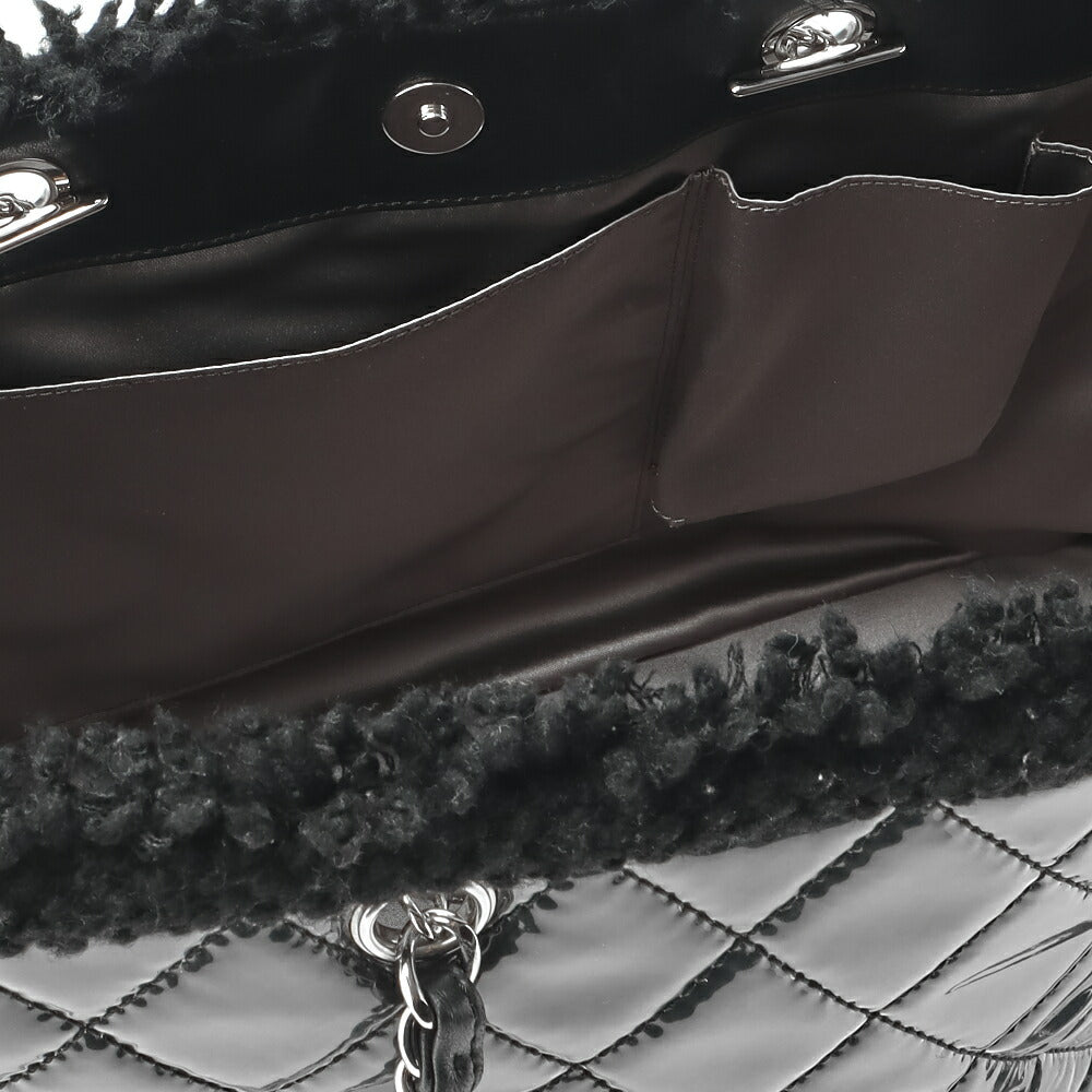 CHANEL Shoulder Bag, Matelasse, Double Chain, Cotton Vinyl, Black, Silver-Tone Hardware, Pre-Owned - Vintage La Charme