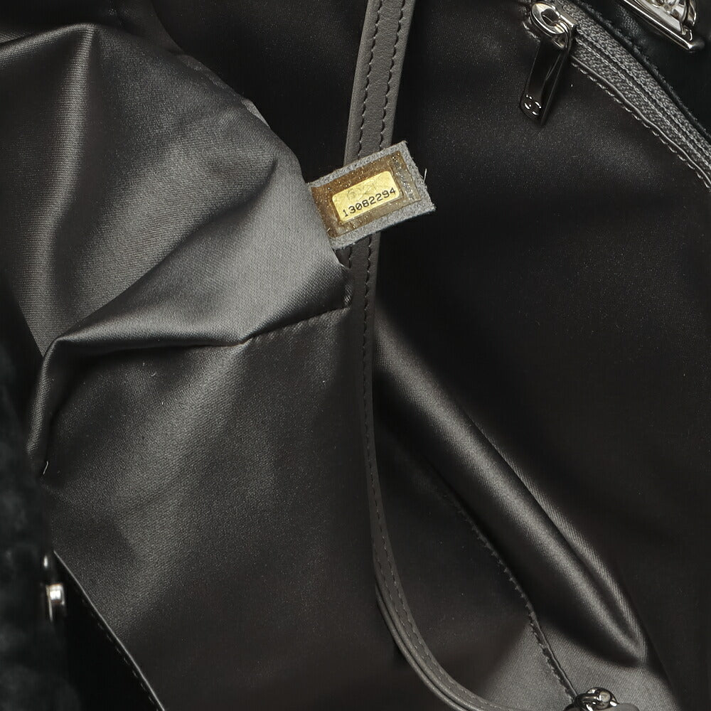 CHANEL Shoulder Bag, Matelasse, Double Chain, Cotton Vinyl, Black, Silver-Tone Hardware, Pre-Owned - Vintage La Charme