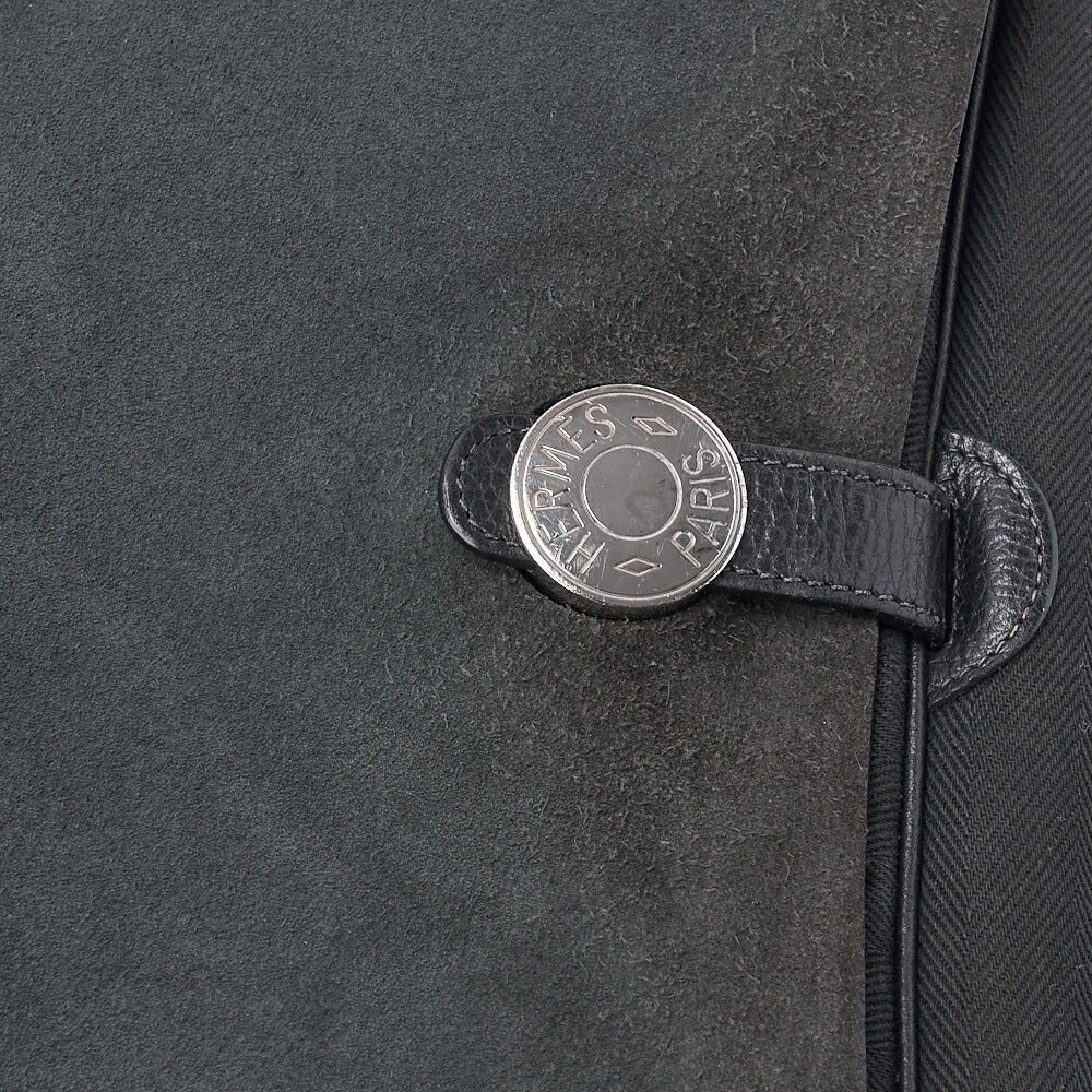 HERMES Sack Colorado GM Shoulder Bag Liège Canvas Black Silver-Tone Hardware Pre-Owned - Vintage La Charme