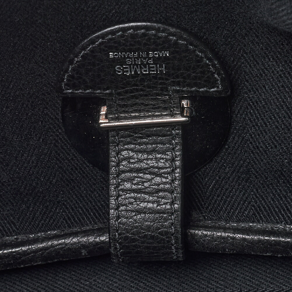 HERMES Sack Colorado GM Shoulder Bag Liège Canvas Black Silver-Tone Hardware Pre-Owned - Vintage La Charme