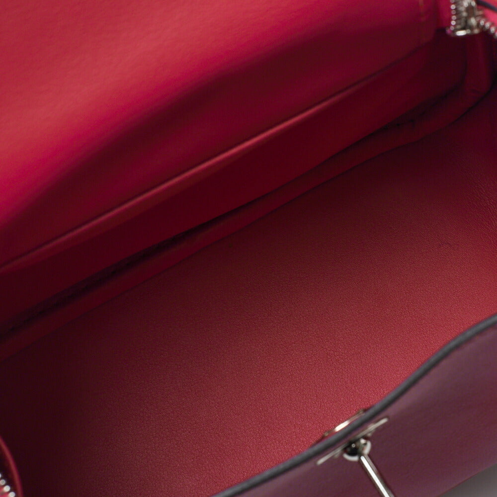 HERMES Mini Lindy 18 2WAY Shoulder Bag Swift Crocodile Rose Shocking Silver-Tone Hardware Pre-Owned - Vintage La Charme